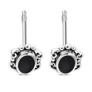 Black Onyx Sterling Silver Stud Earrings, e371